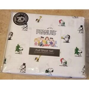 Peanuts Snoopy Woodstuck FULL Sheet Set 4pc Christmas Holiday Fun Berkshire NEW